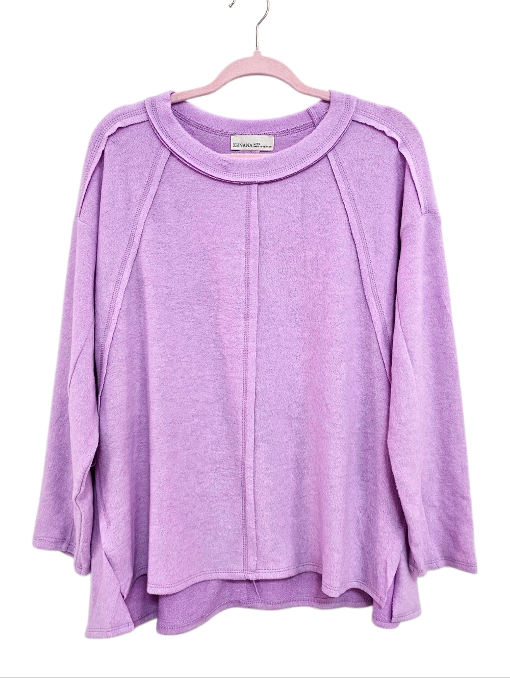 New Zenana Tee Top Women Size S M L XL Pink Purple - Picture 3 of 3